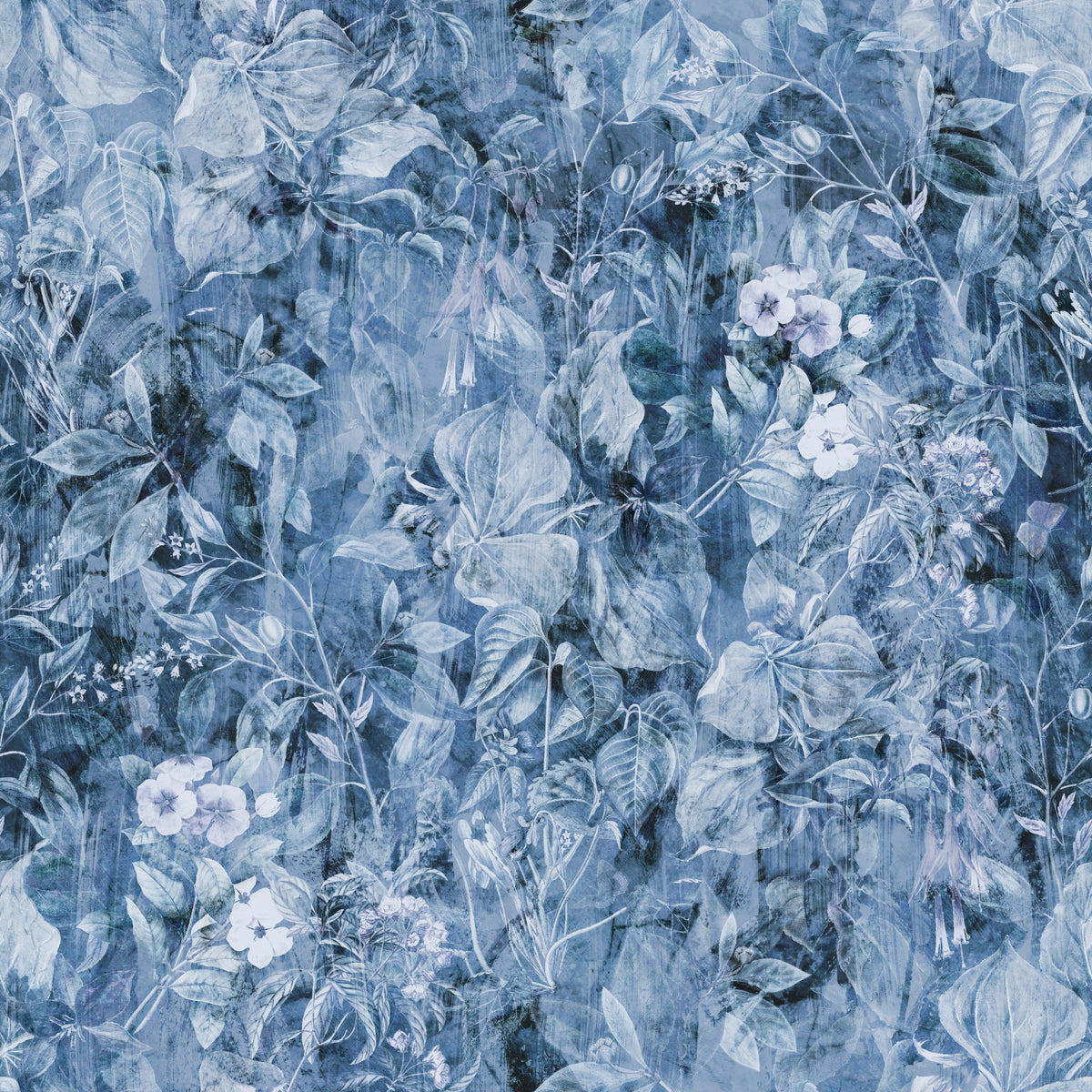 Papier peint botanique indigo effet coup de pinceau in your room — zoomed