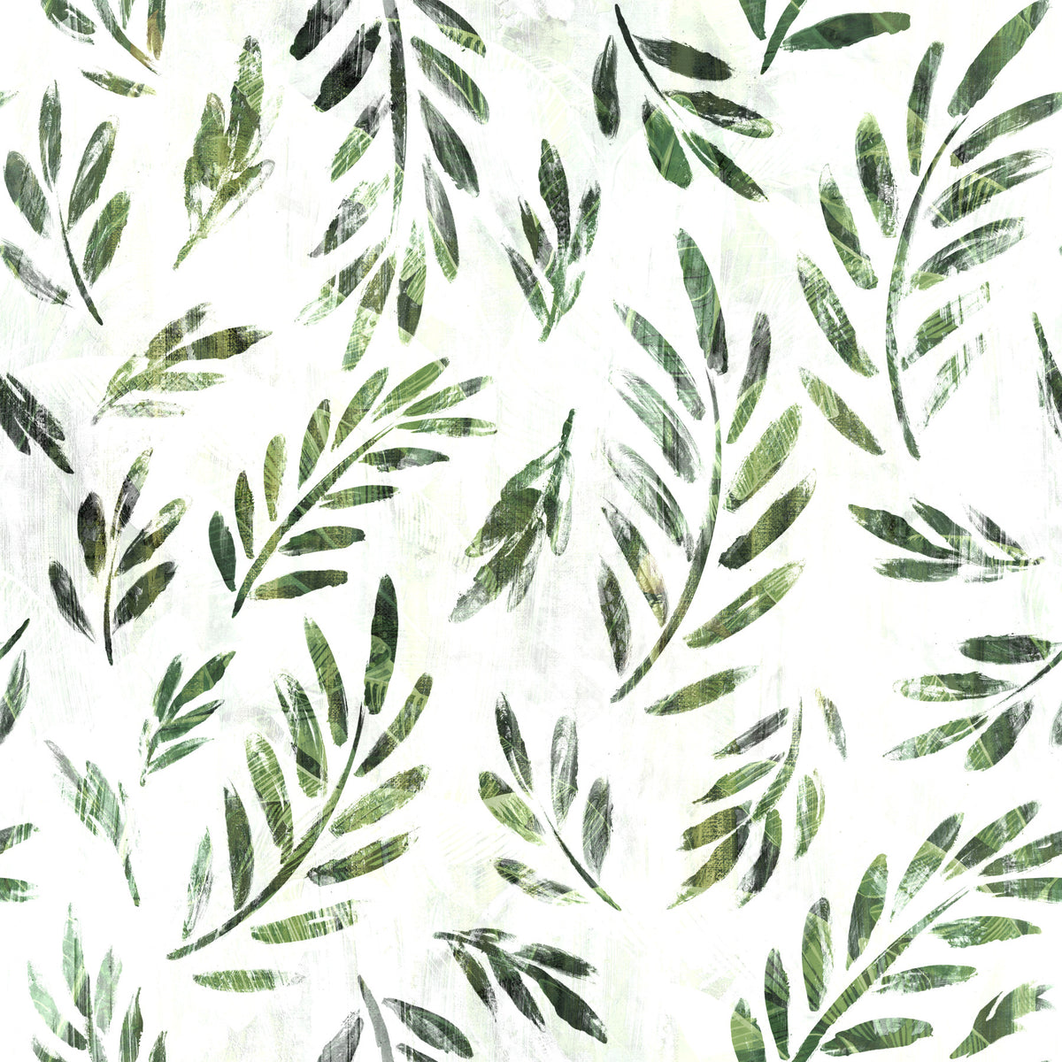 Papier peint botanique rustique à feuilles vertes in your room