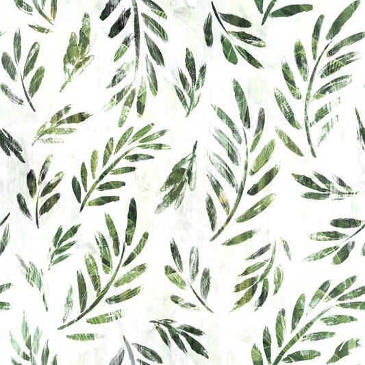 Papier peint botanique rustique à feuilles vertes