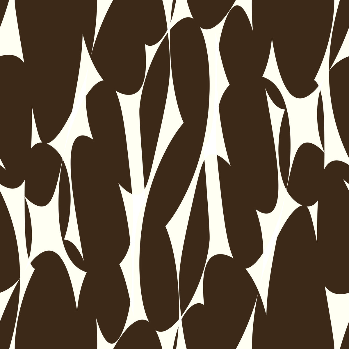 Tapete mit abstrakten organischen dunkelbraunen Formen in your room — zoomed
