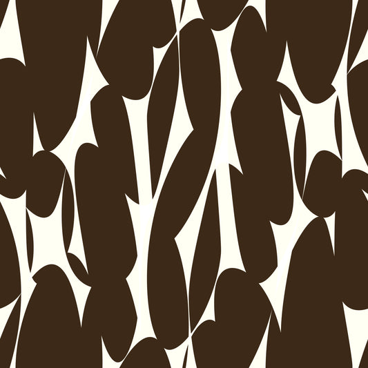 Papier peint à motifs abstraits de formes organiques brun foncé