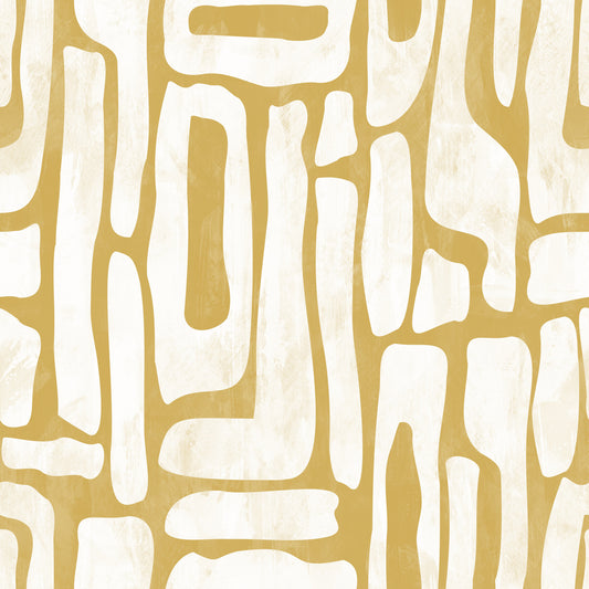 Minimalist Gold and Cream Interlocking Forms Wallpaper⁠