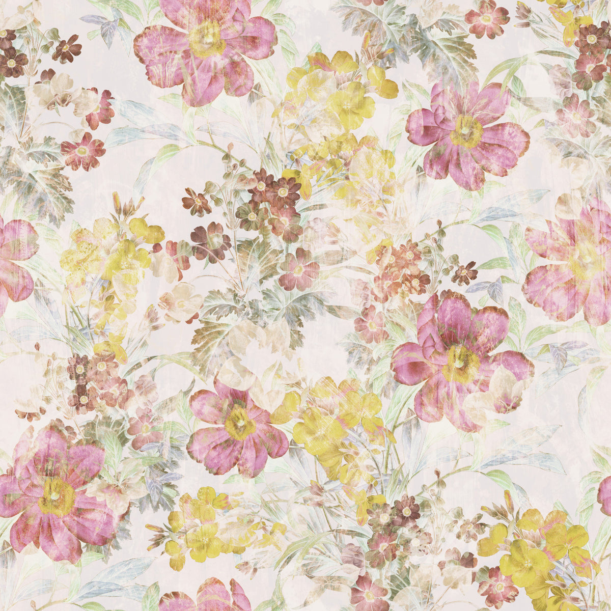 Vintage Pastel Floral Meadow Wallpaper⁠ in your room