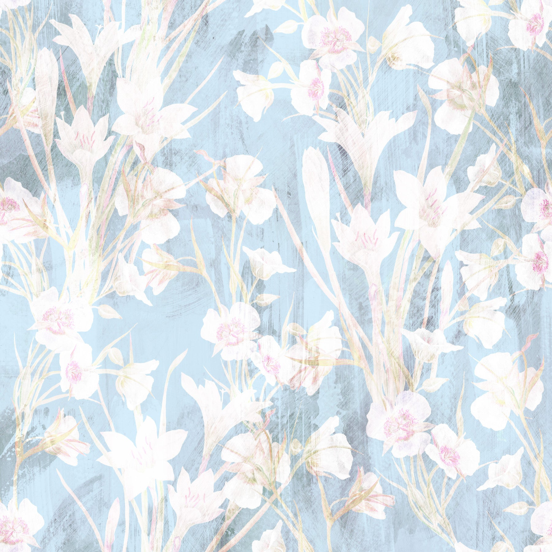 Papier peint floral bleu « Prairie éthérée »