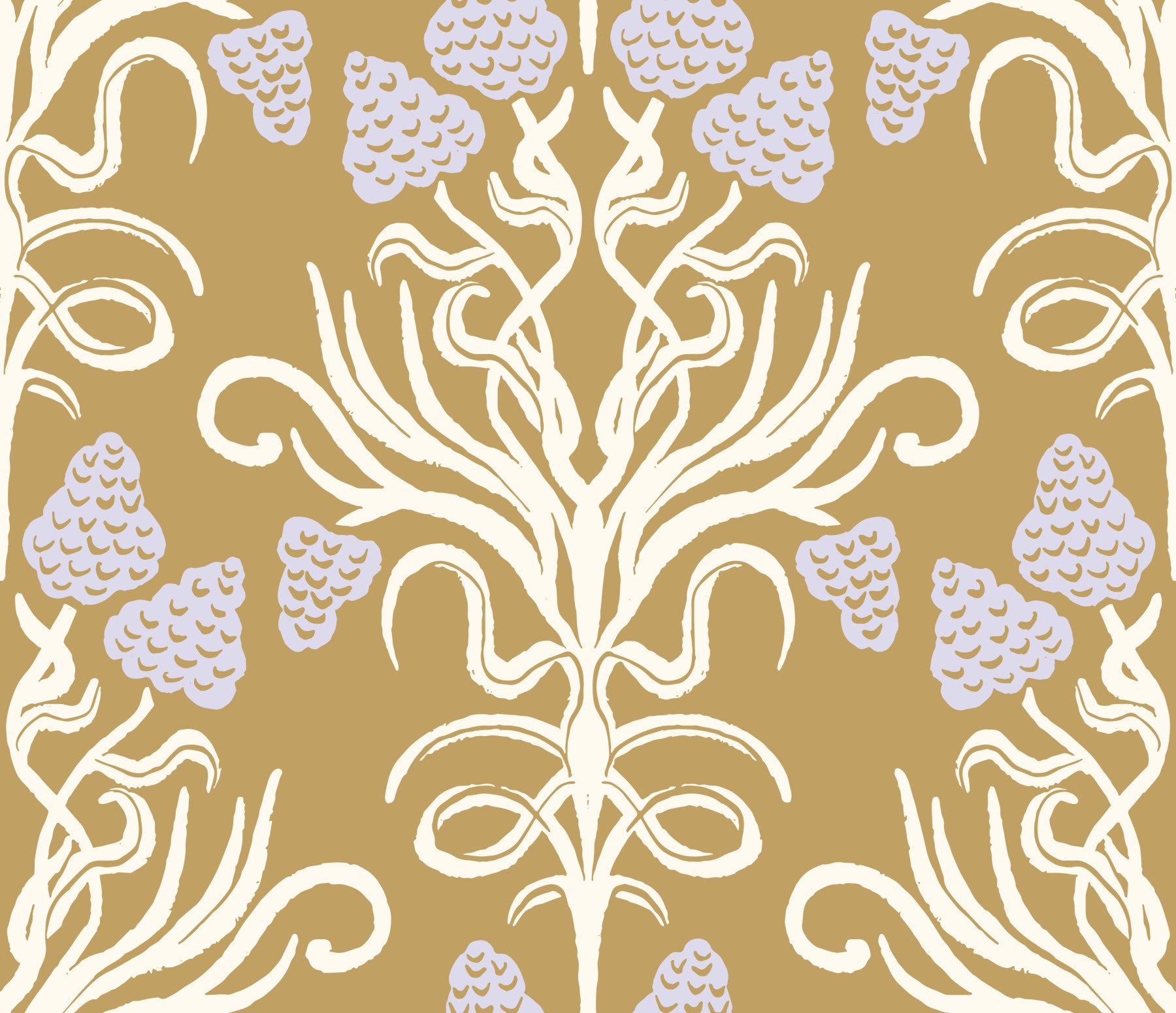 Art Nouveau Botanical Damask Wallpaper⁠