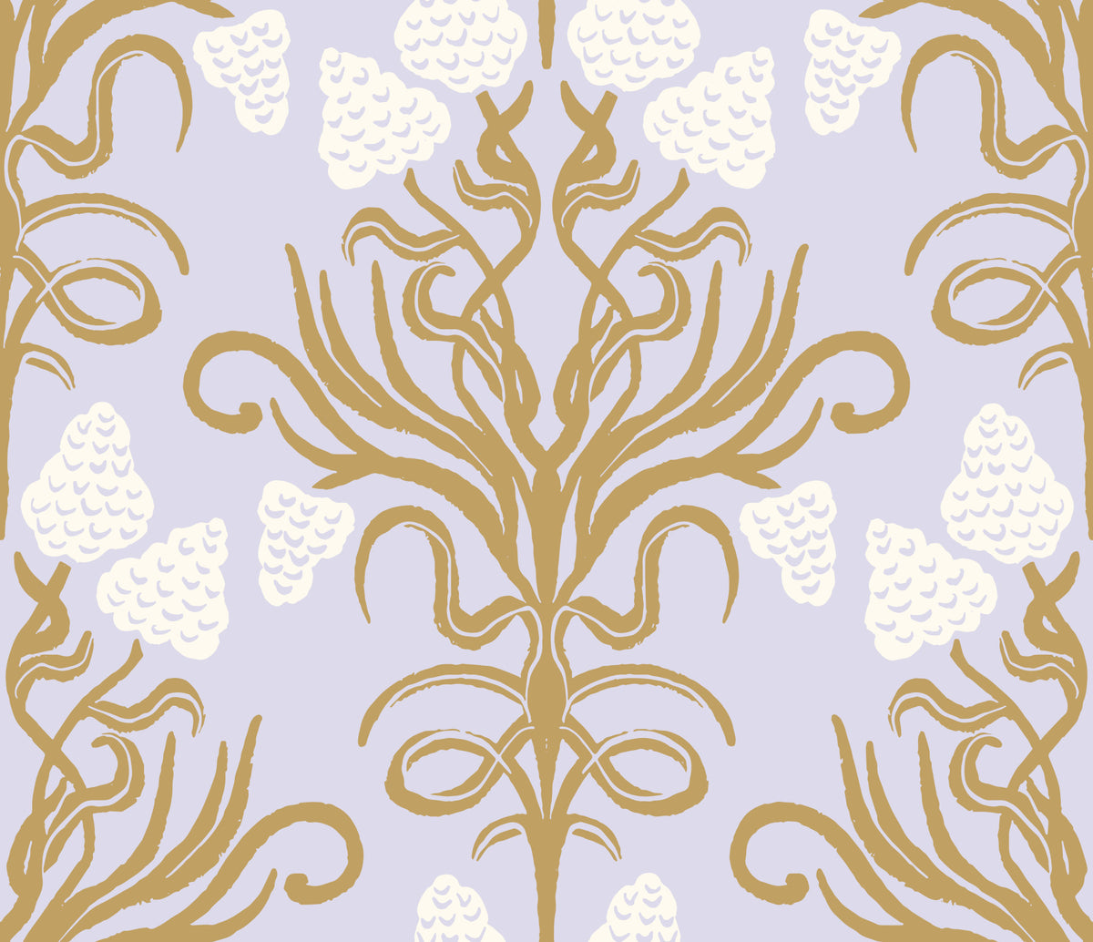 Carta da parati botanica Art Nouveau color oro e lavanda in your room — zoomed