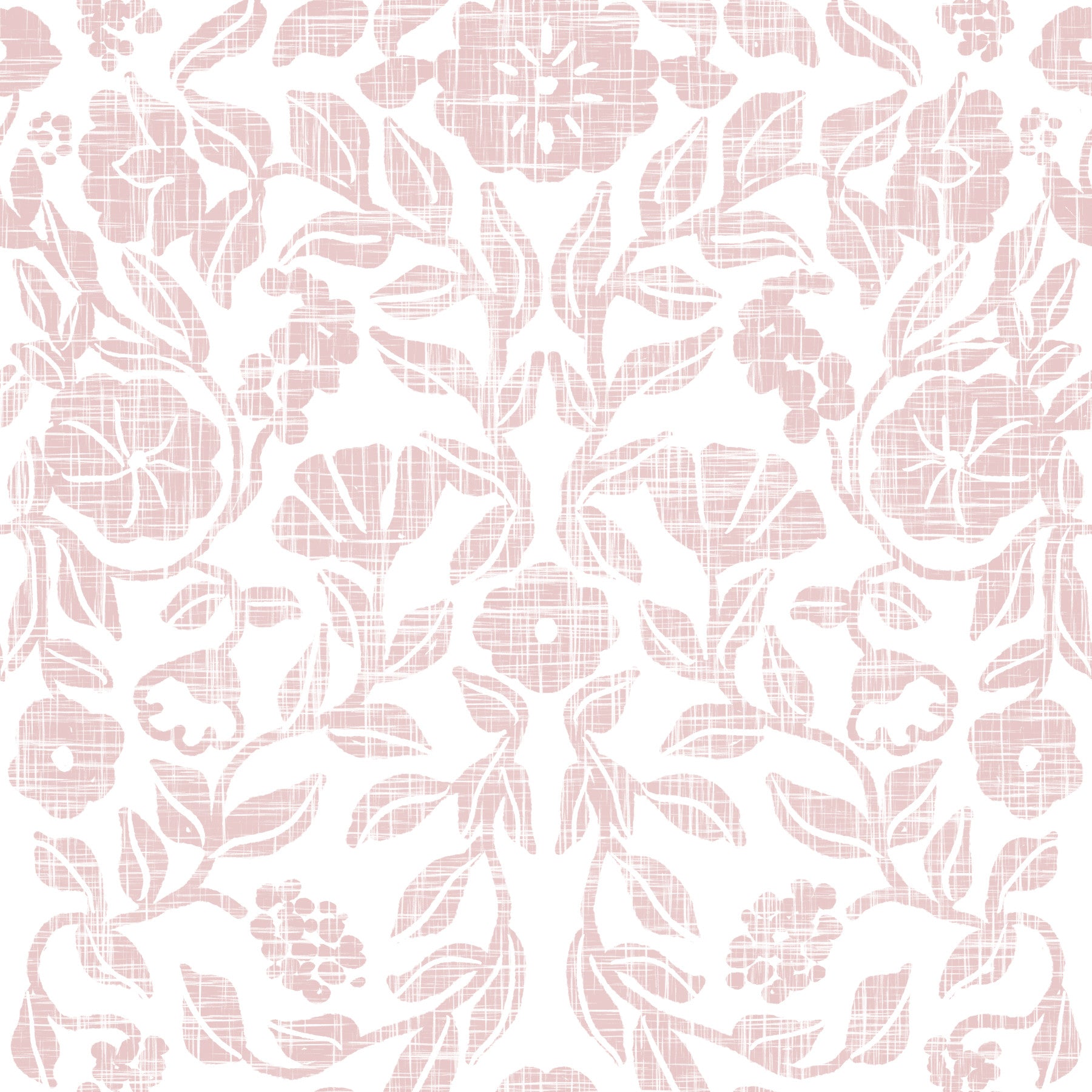 Soft Blush Botanical Textile Print Wallpaper⁠