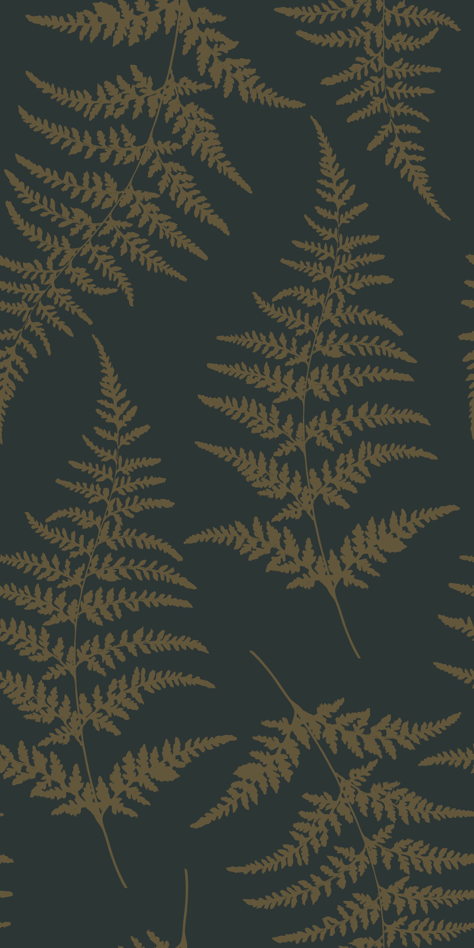 Golden Fern Botanical Pattern Wallpaper⁠