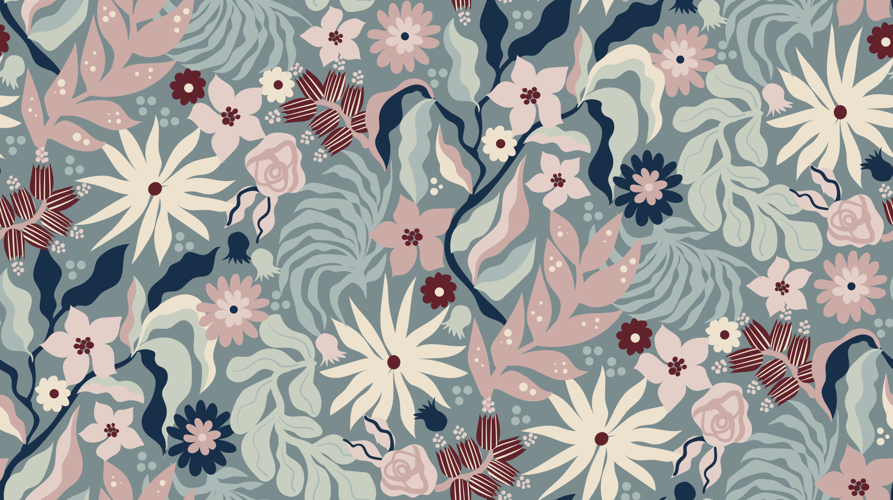 Papier peint floral « Jardin de fleurs aux tons doux »