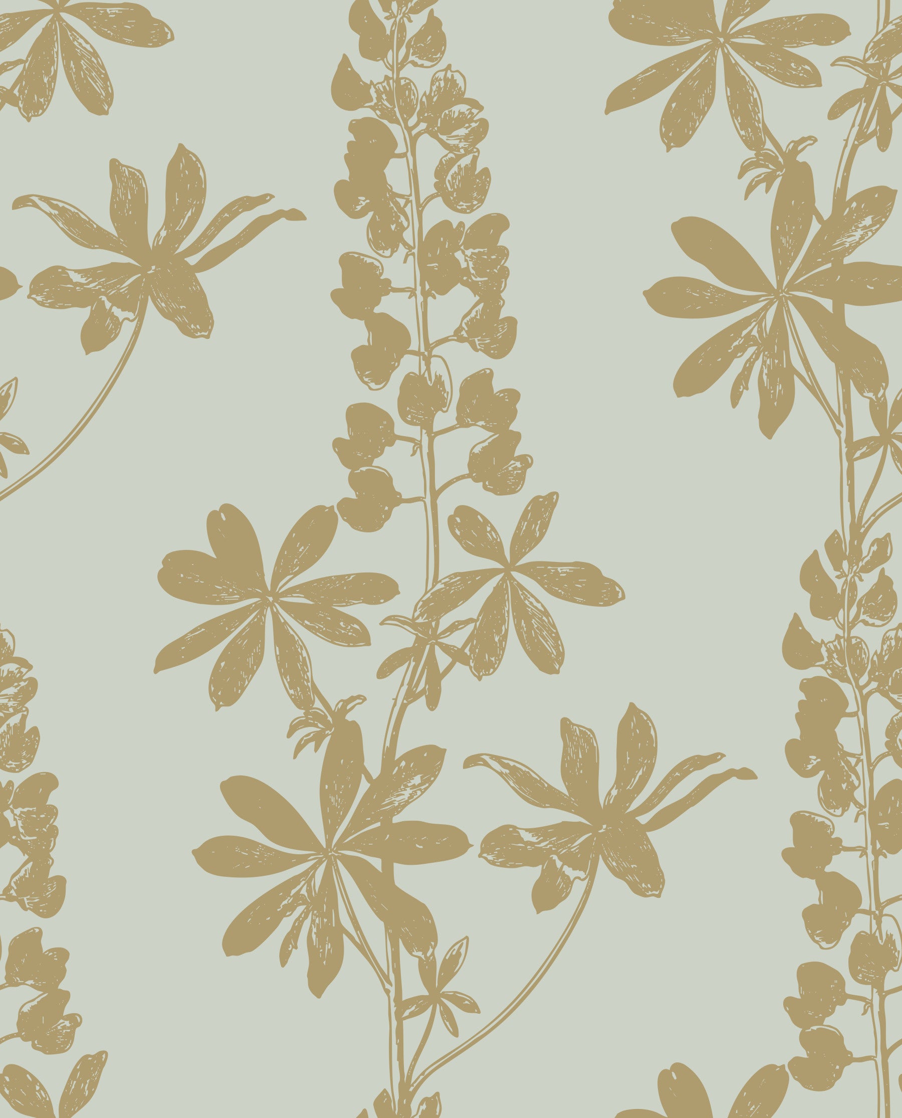 Tapet med vintage lupinskitse med botanisk motiv