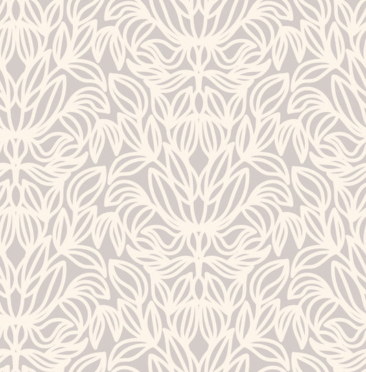 Minimalist Botanical Damask Wallpaper⁠