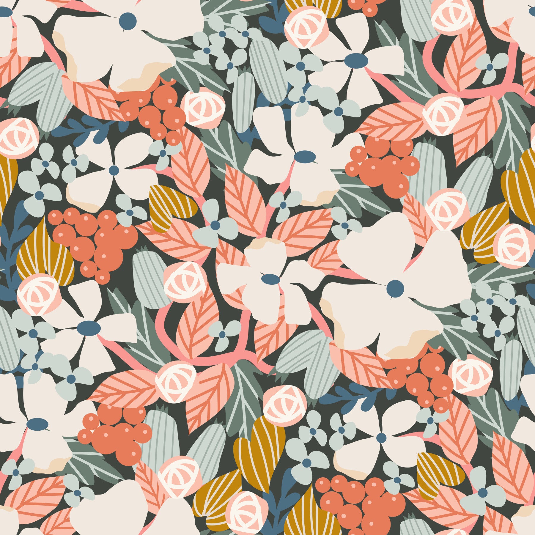 Botanical Garden Harvest Pattern Wallpaper⁠