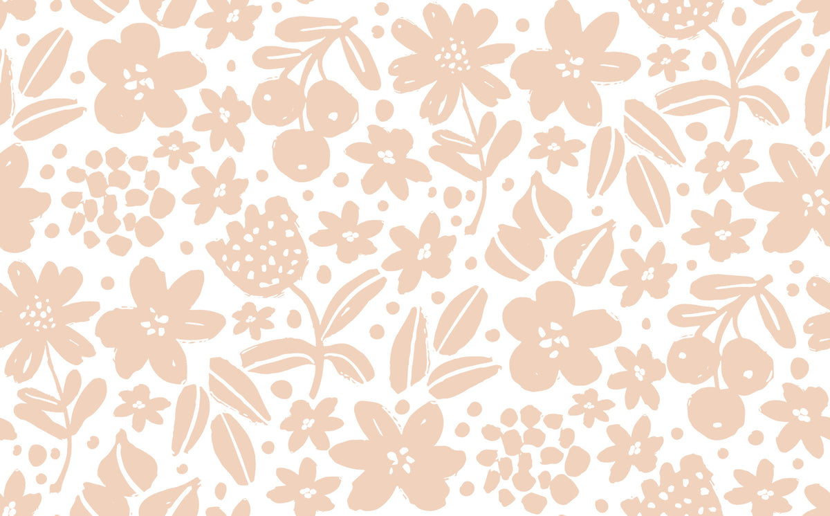 Papier peint floral minimaliste « Jardin de pêchers en fleurs » in your room — zoomed