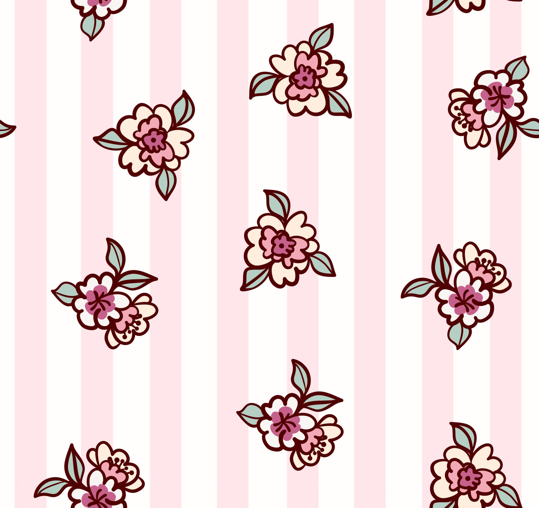 Soft Pink Blossom Stripe Wallpaper⁠