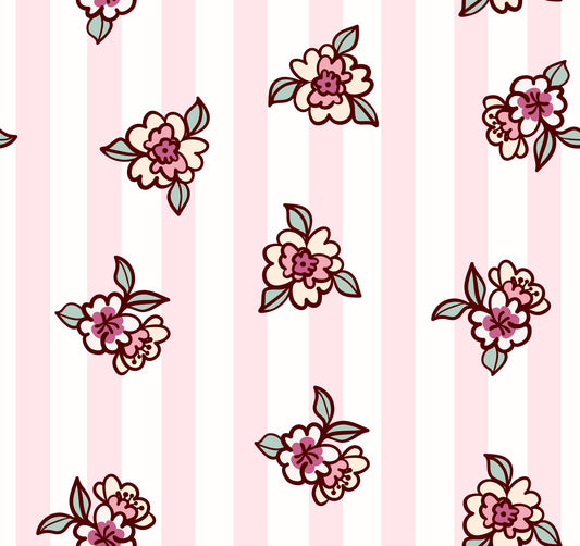 Soft Pink Blossom Stripe Wallpaper⁠