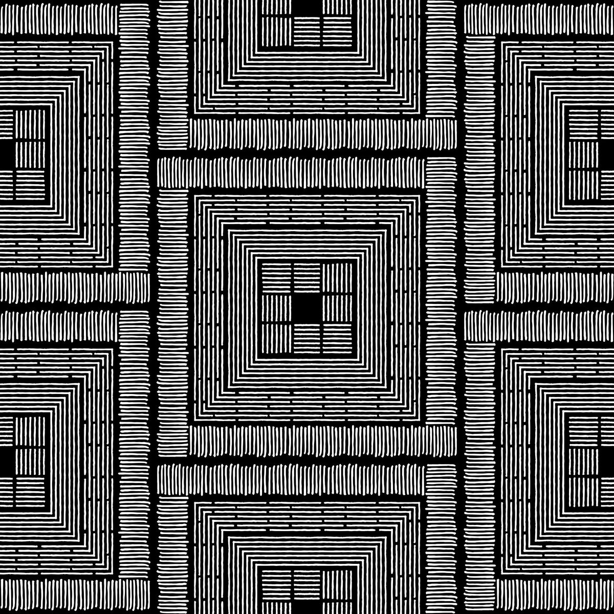 Abstract Hand-Drawn Linear Square Motif Wallpaper⁠ in your room — zoomed