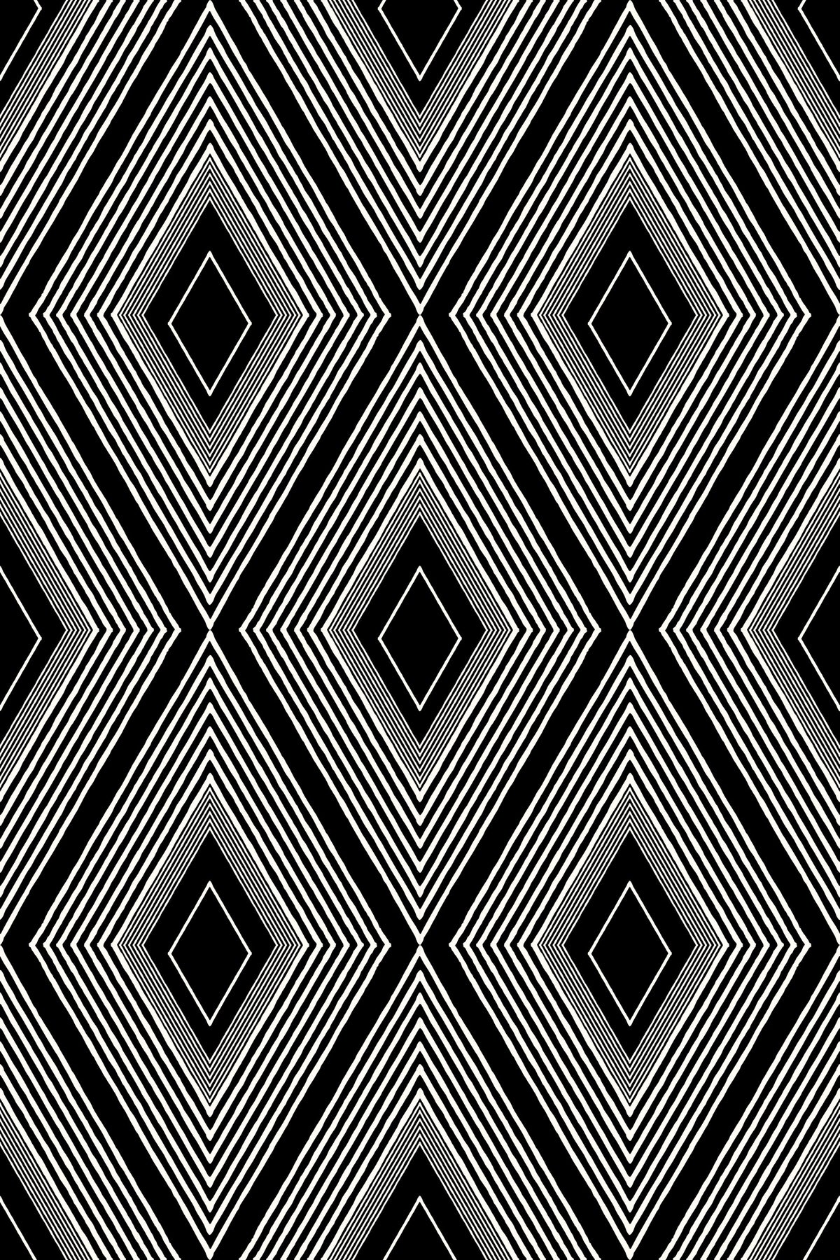 Monochrome geometrische Rauten-Gittertapete⁠ in your room — zoomed