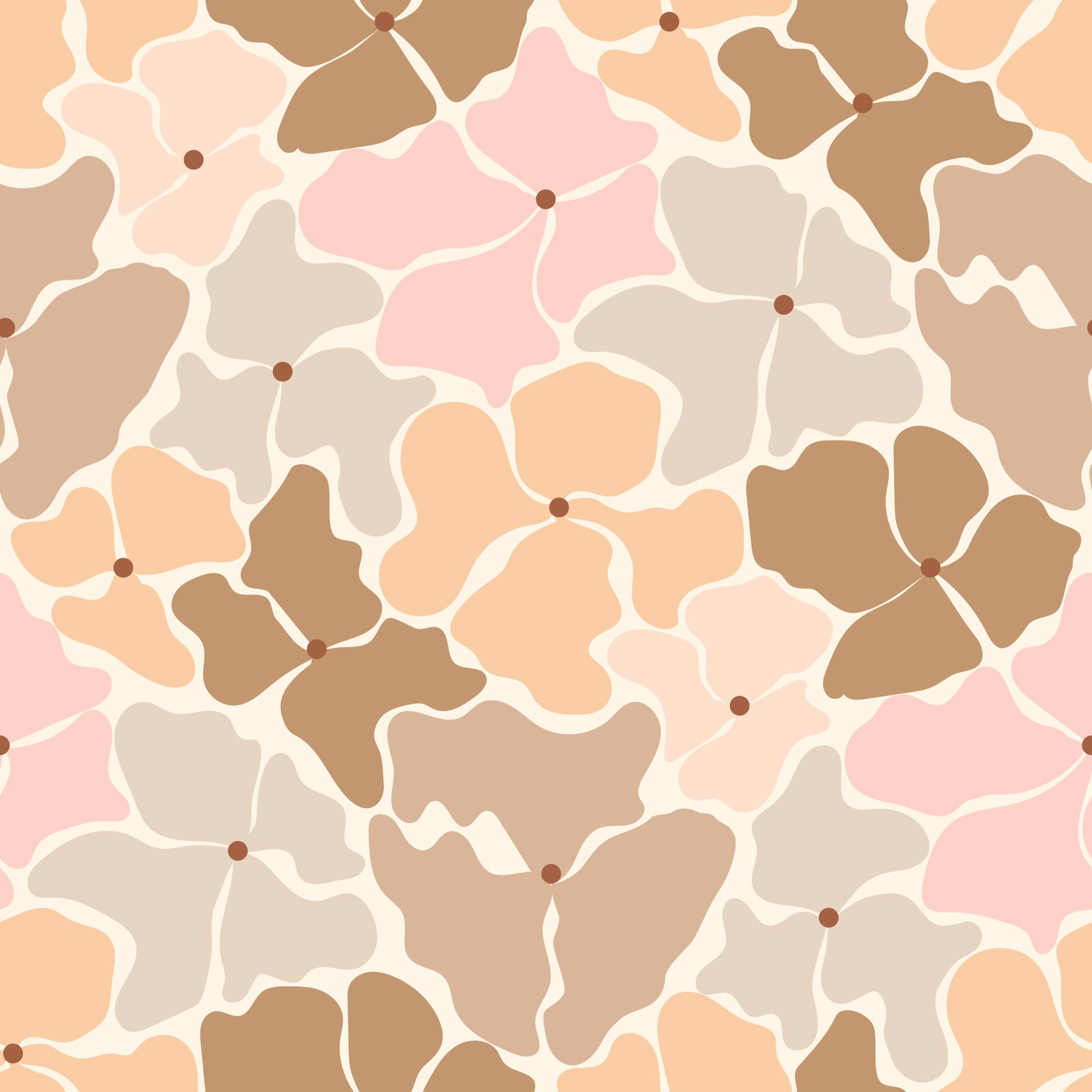 Carta da parati a mosaico di petali dalle tonalità naturali e delicate