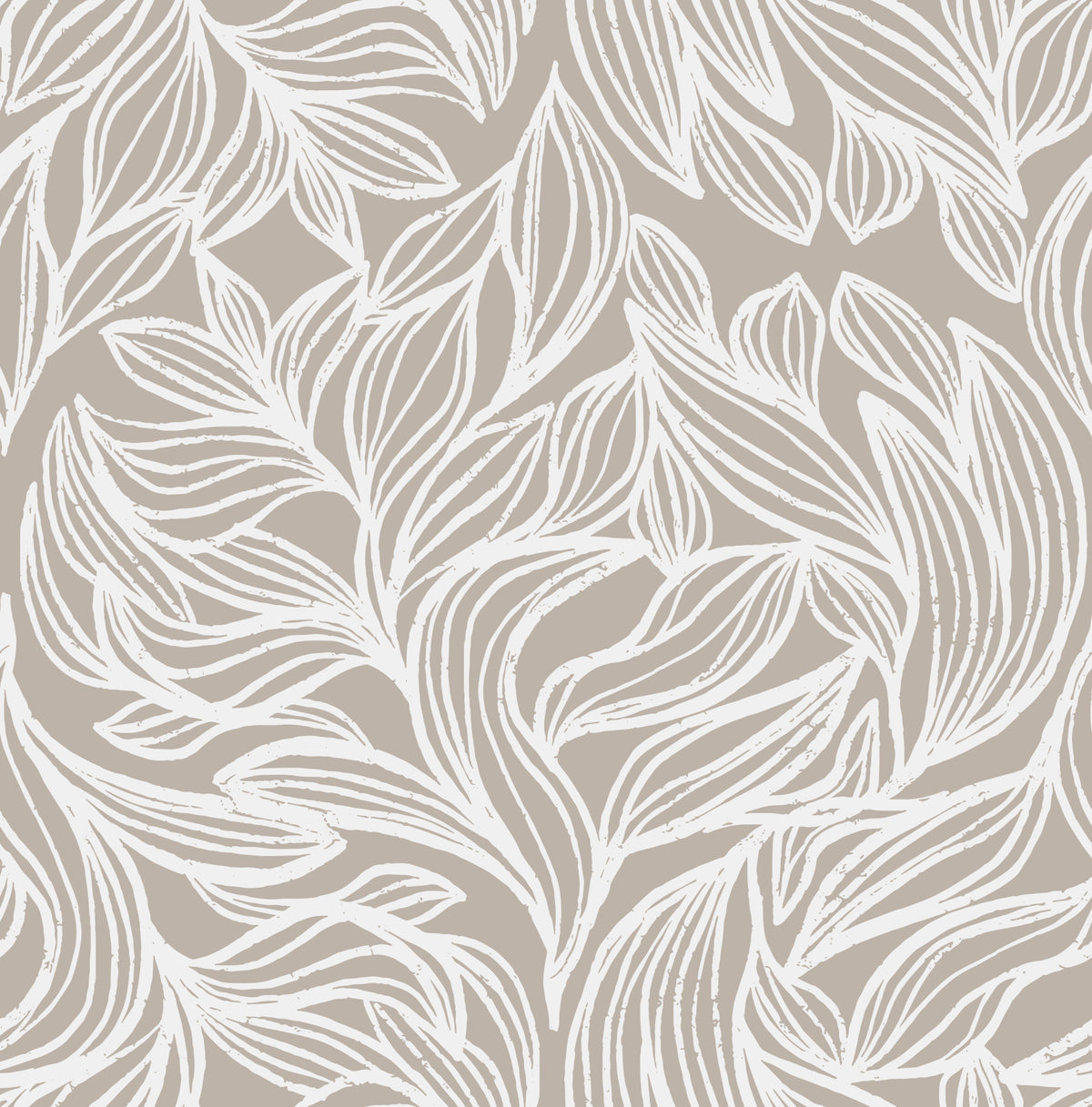 Ruhige lineare Blätter in Taupe – Tapete in your room — zoomed