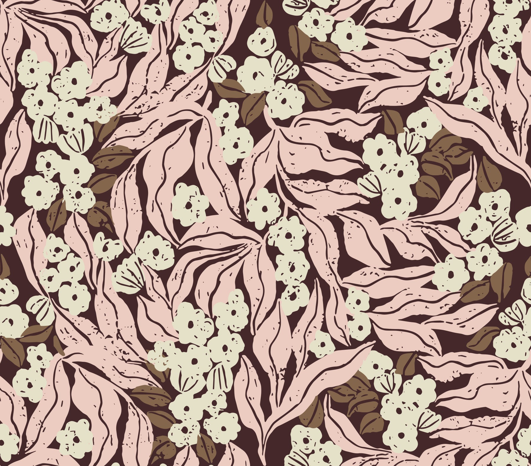 Soft Pink Garden Foliage Wallpaper⁠
