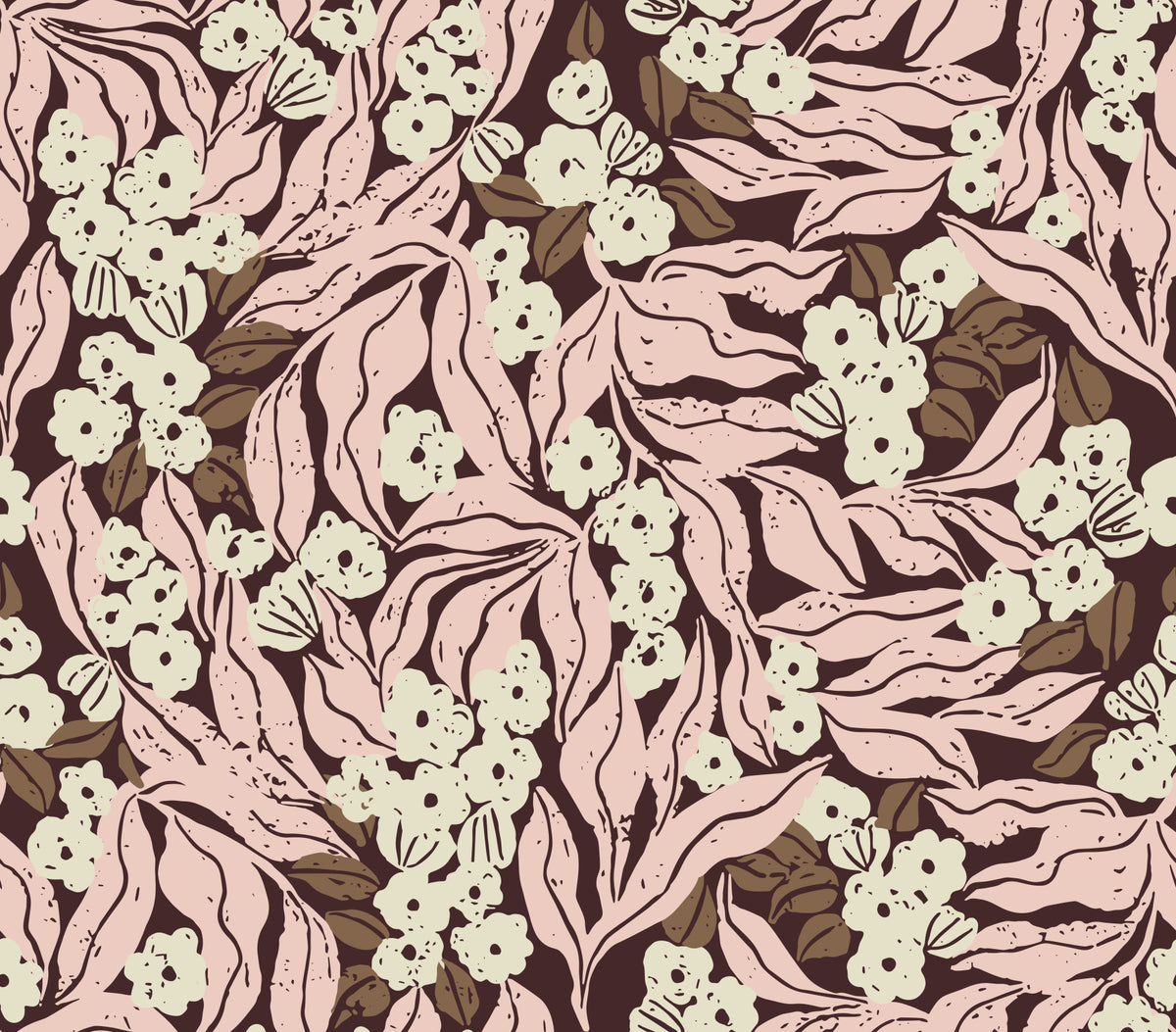 Tapete mit zartrosa Gartenlaub in your room