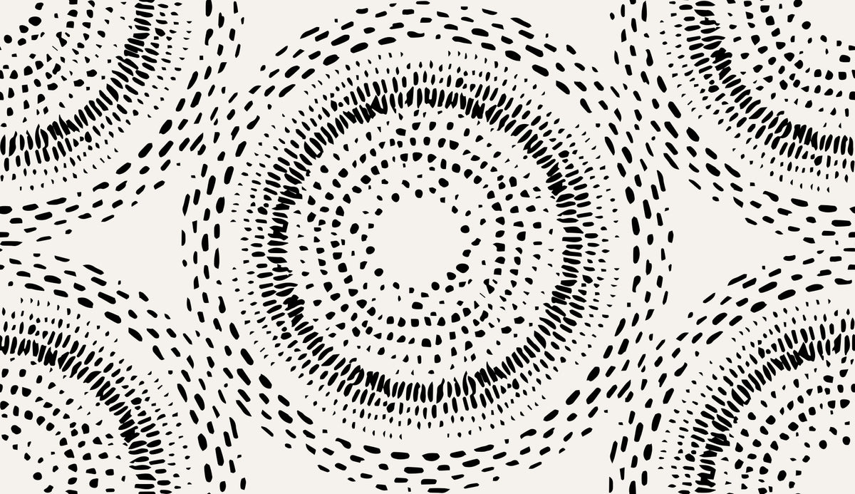 Papier peint mandala rayonnant à pois noirs et crème in your room