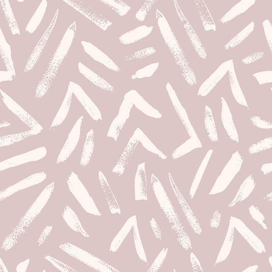 Abstrakt tapet med penselstrøg i creme og blush