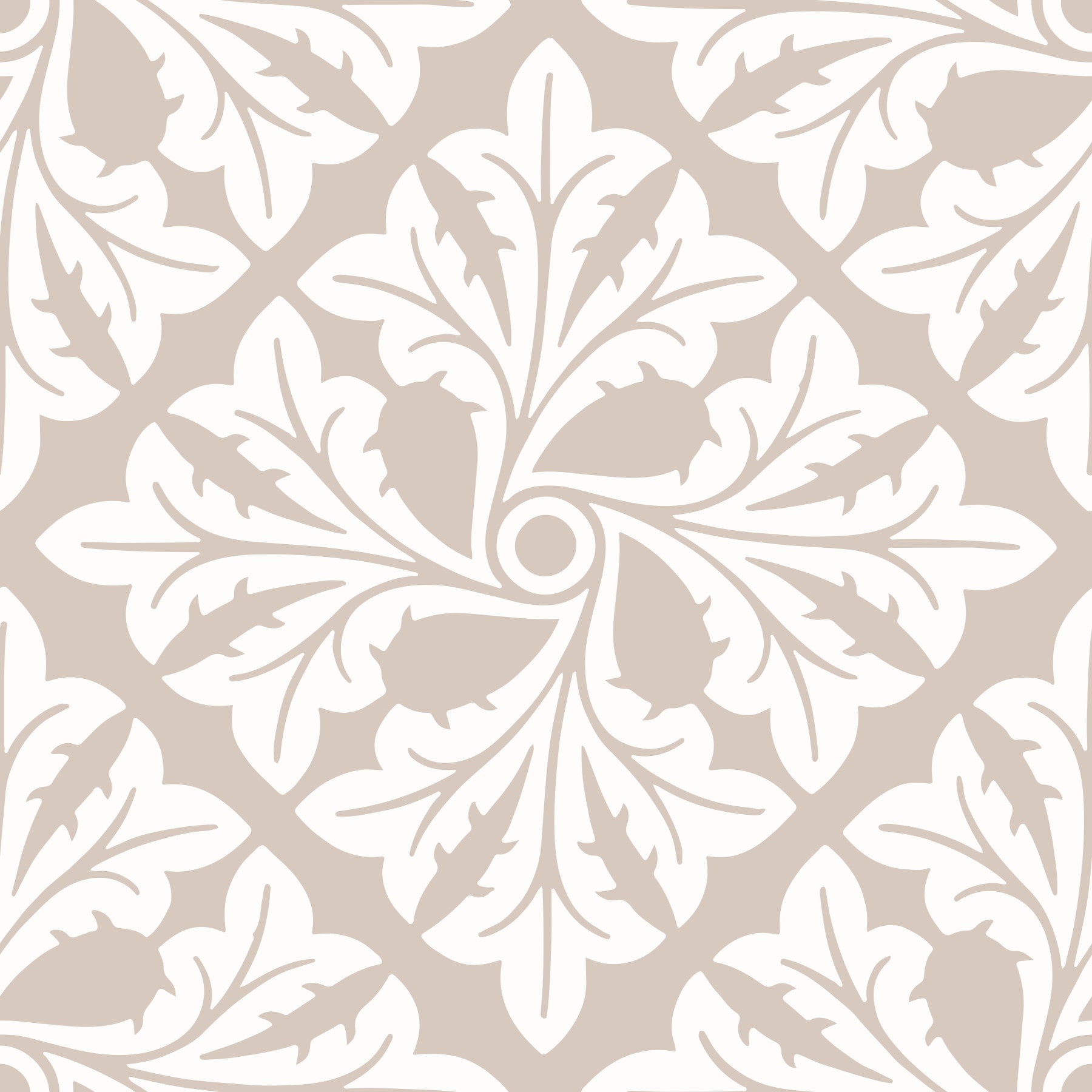 Beige Acanthus Leaf Damask Wallpaper⁠