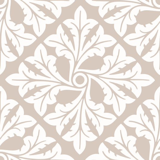 Beige damasktapet med akantusblade