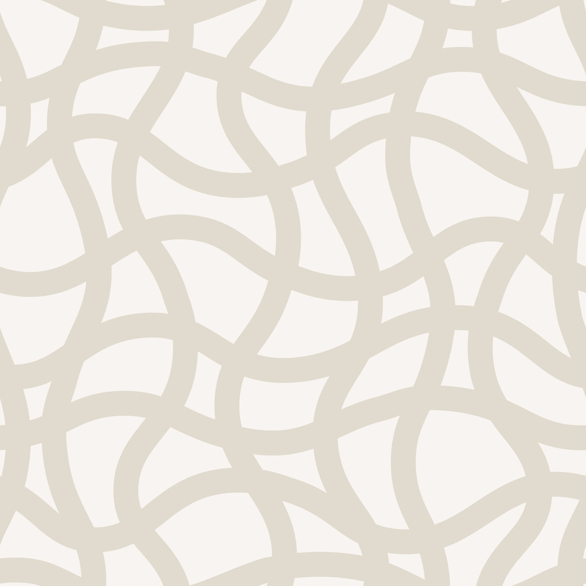 Carta da parati con curve intrecciate color crema tenue in your room — zoomed