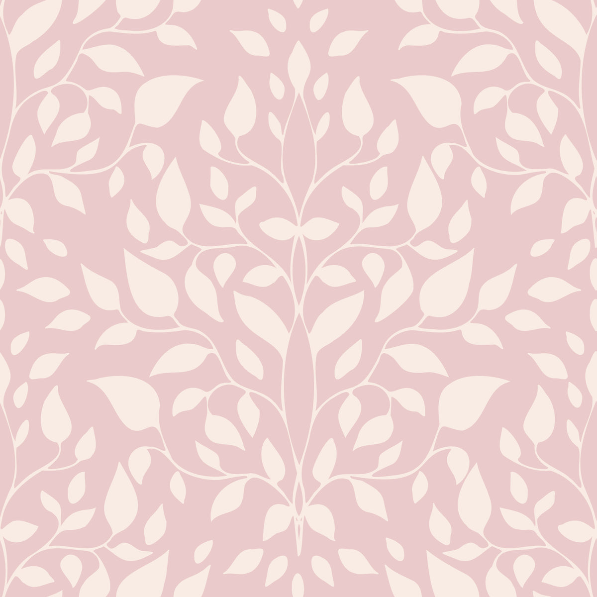 Botanisk damasktapet i bløde blushnuancer in your room — zoomed