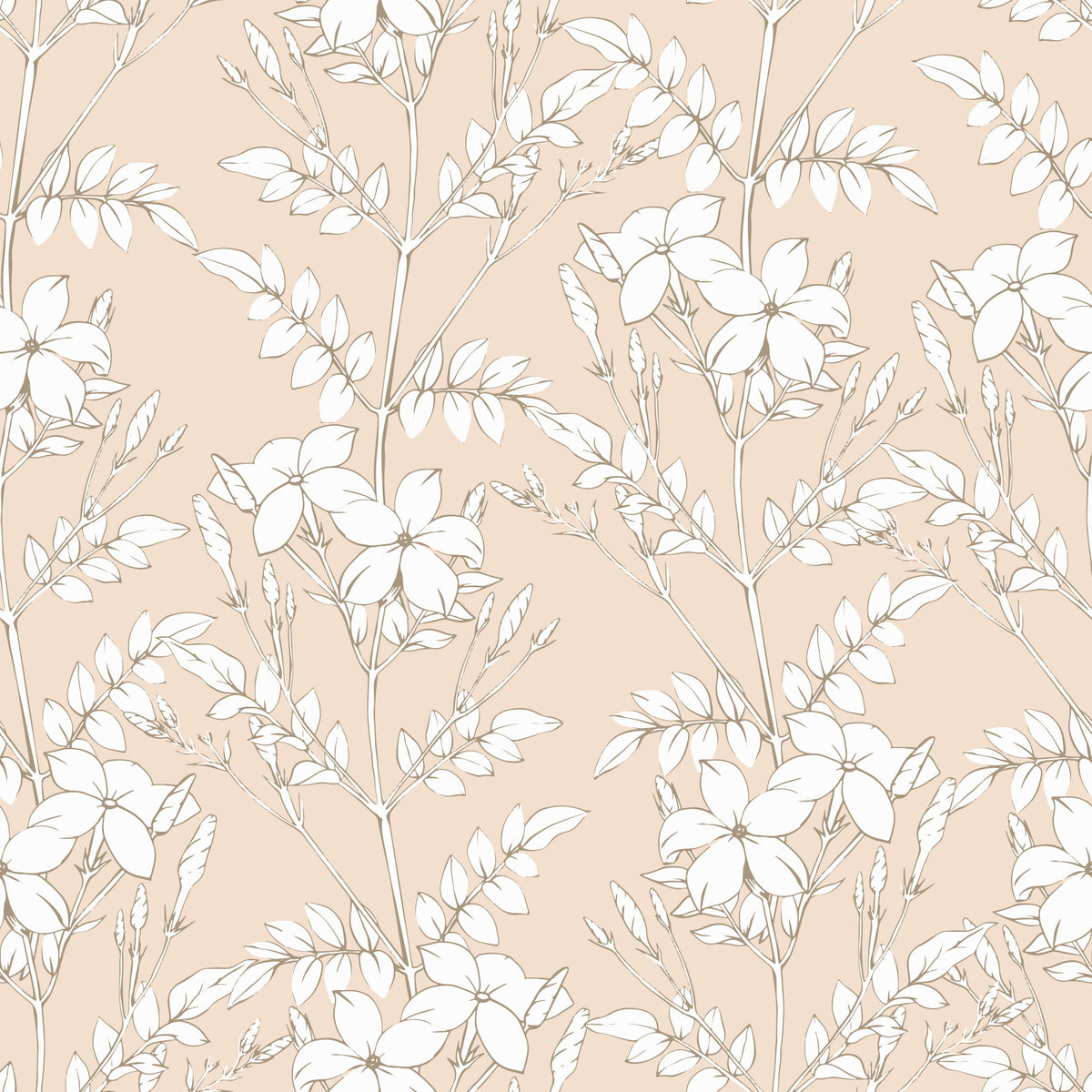 Carta da parati minimalista con illustrazioni botaniche a tratto in your room — zoomed