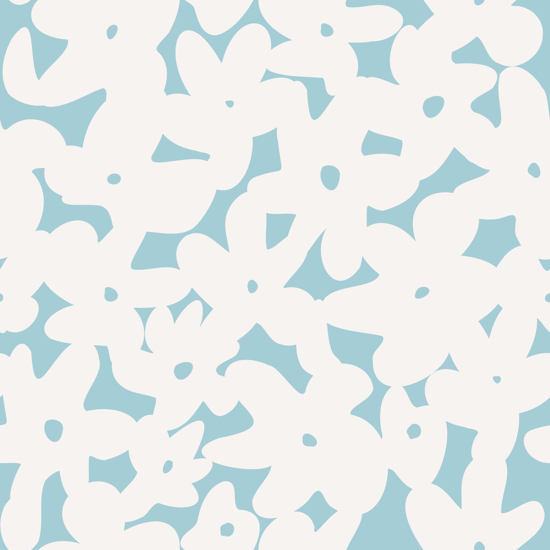 Tapete mit zartblauen floralen Silhouetten
