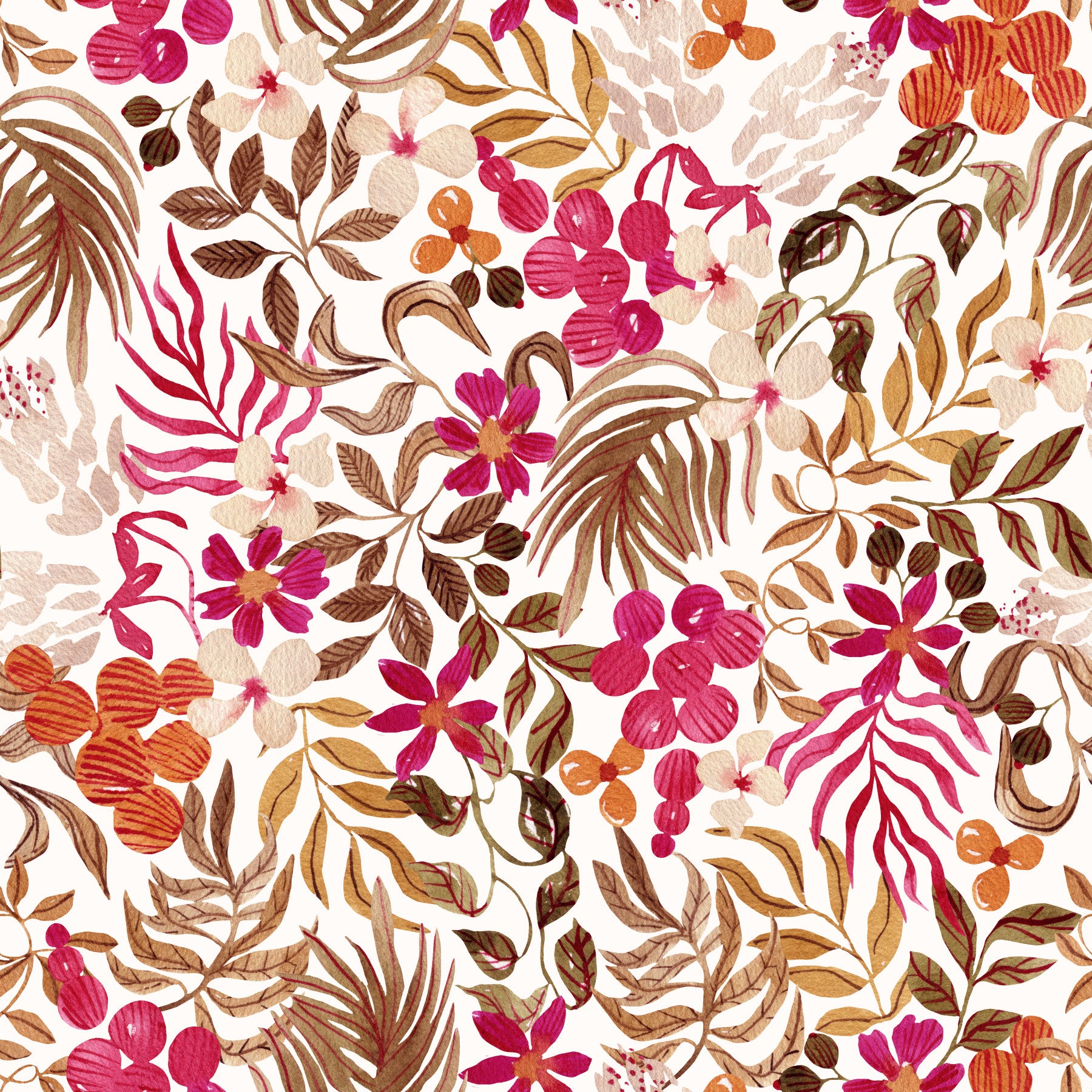 Bohemian botanisch flora-behang met schilderachtige motieven