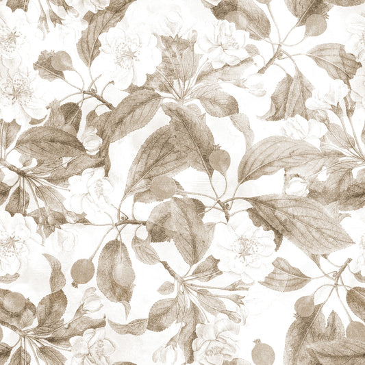 Vintage botanisk sepia-blomstret tapet