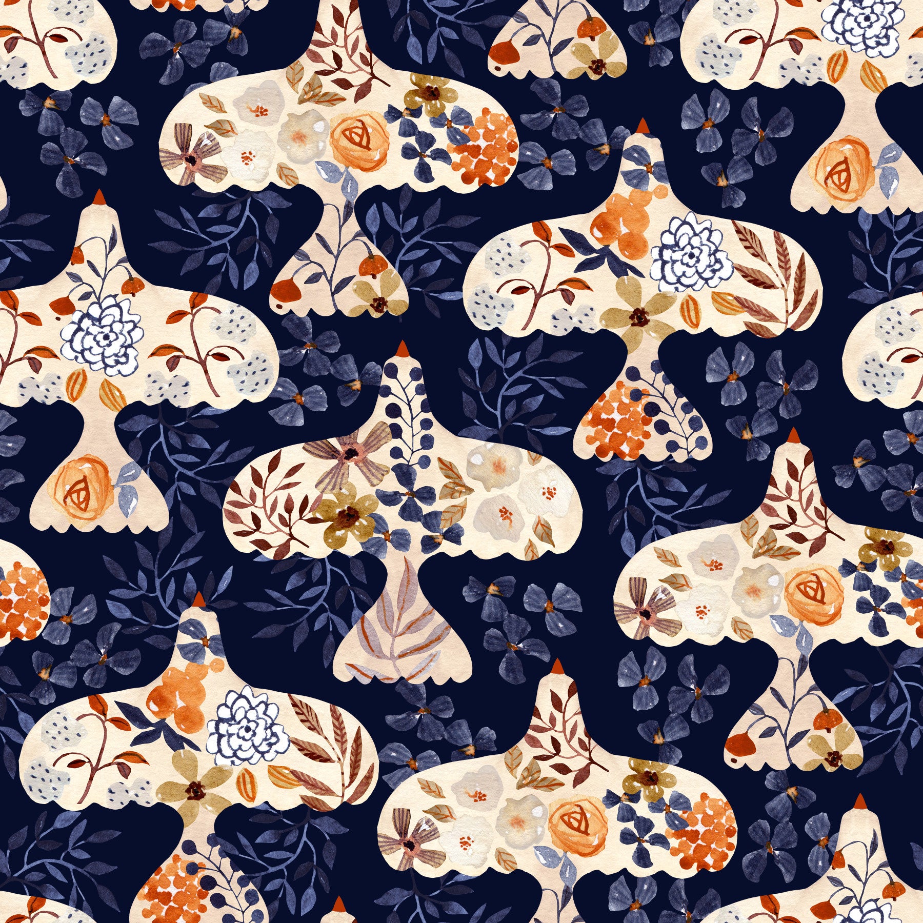 Enchanted Bird Garden Motif Wallpaper⁠