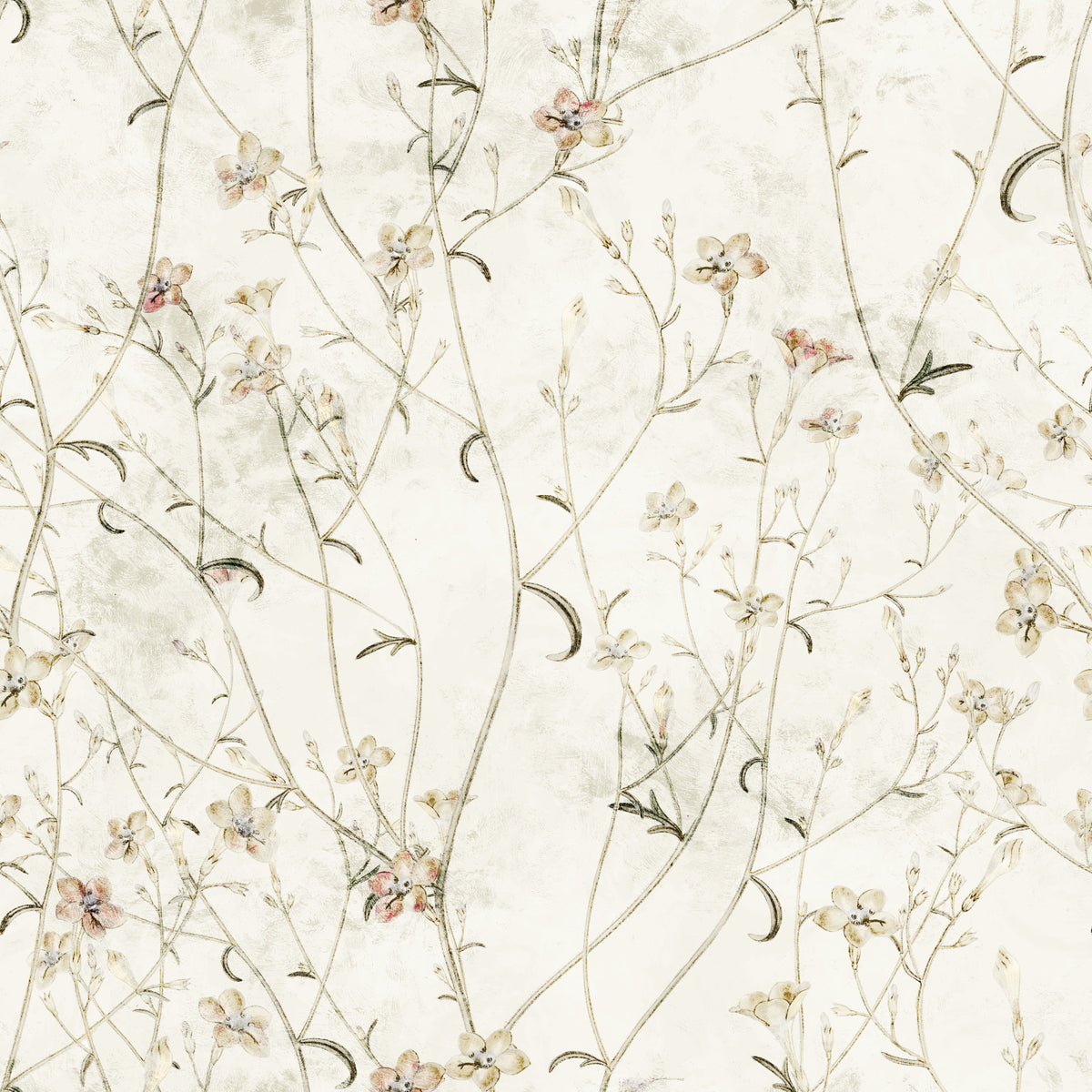 Papier peint « Prairie éthérée – croquis de fleurs sauvages »