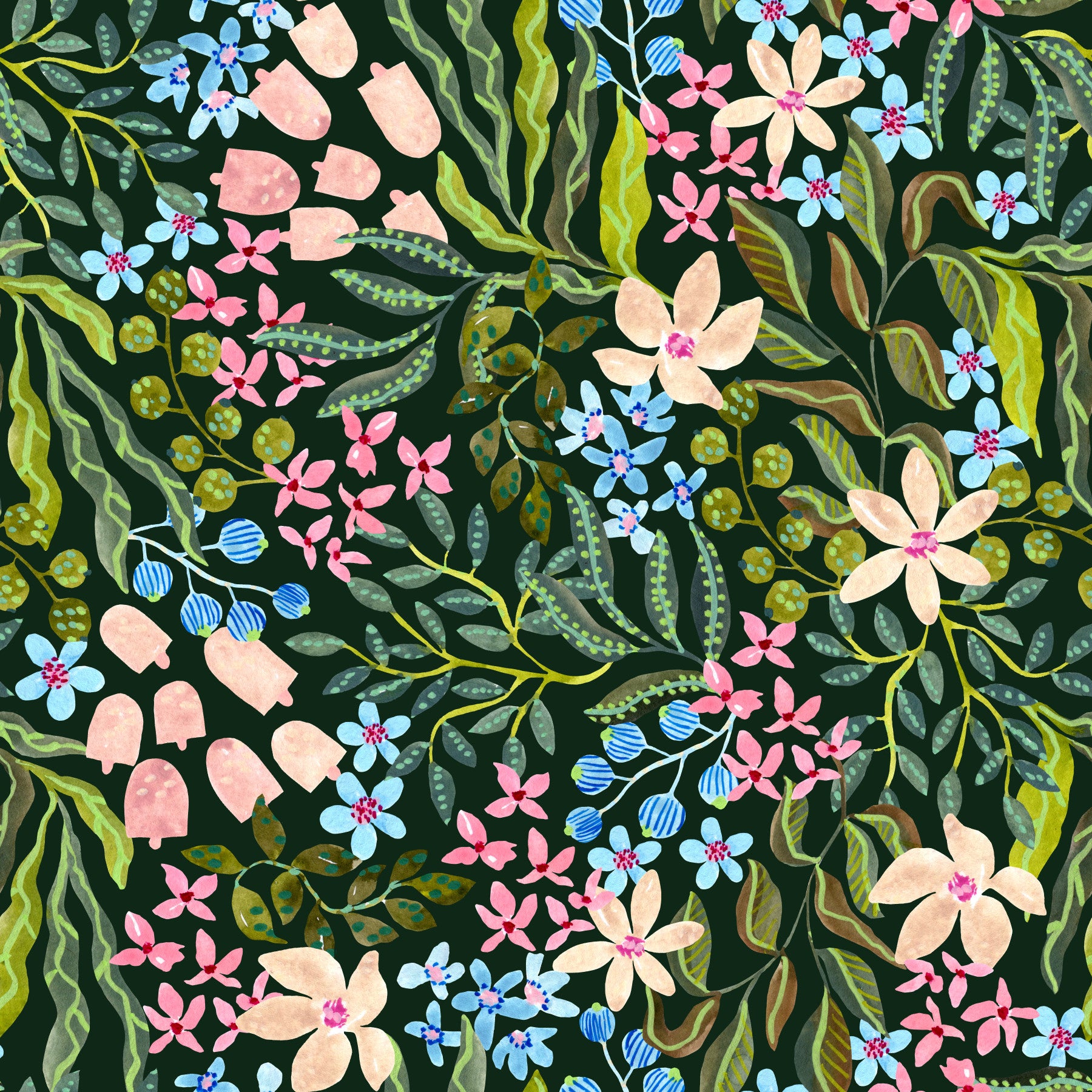 Tapet med blomster fra en fortryllet have