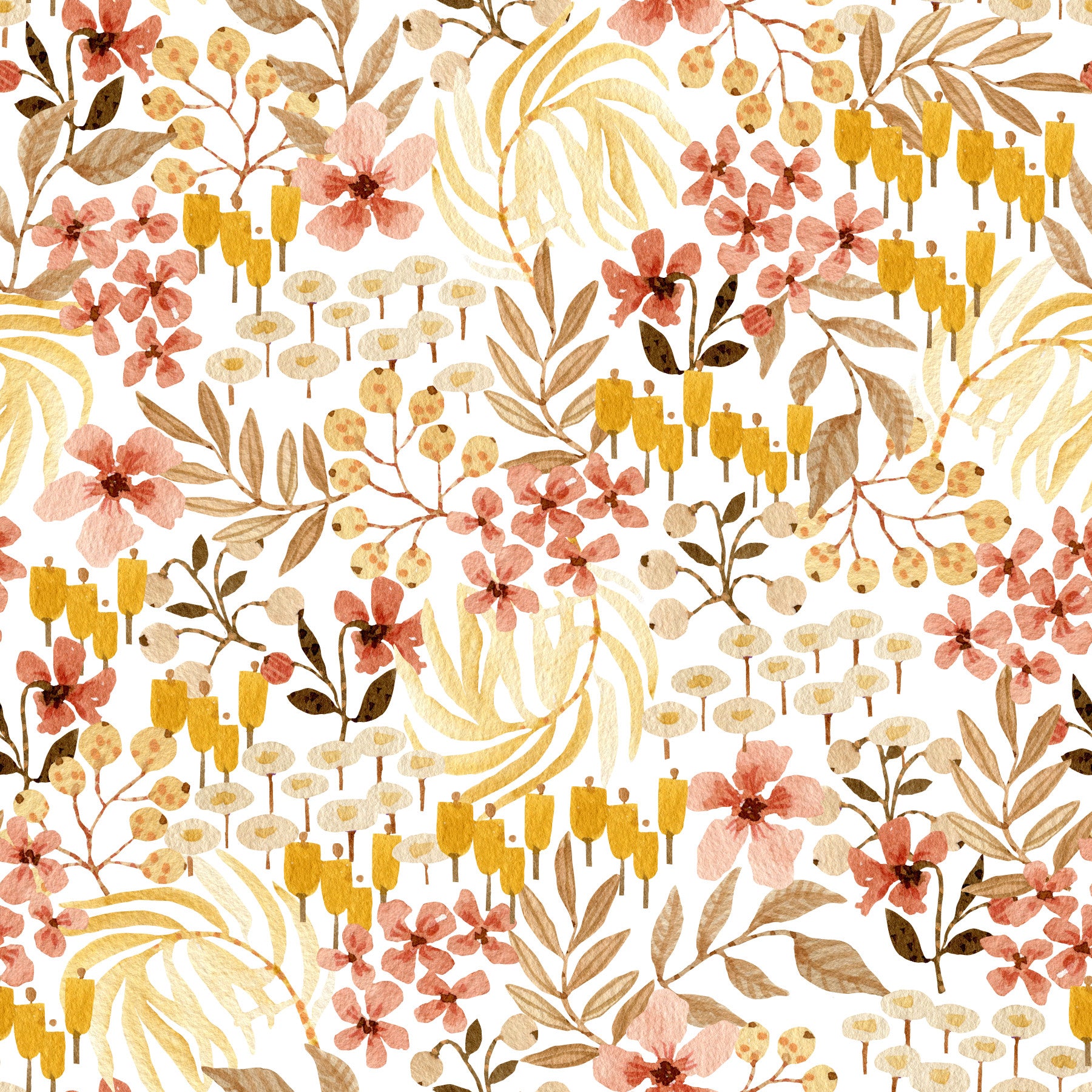 Papier peint à motif floral rustique et naturel