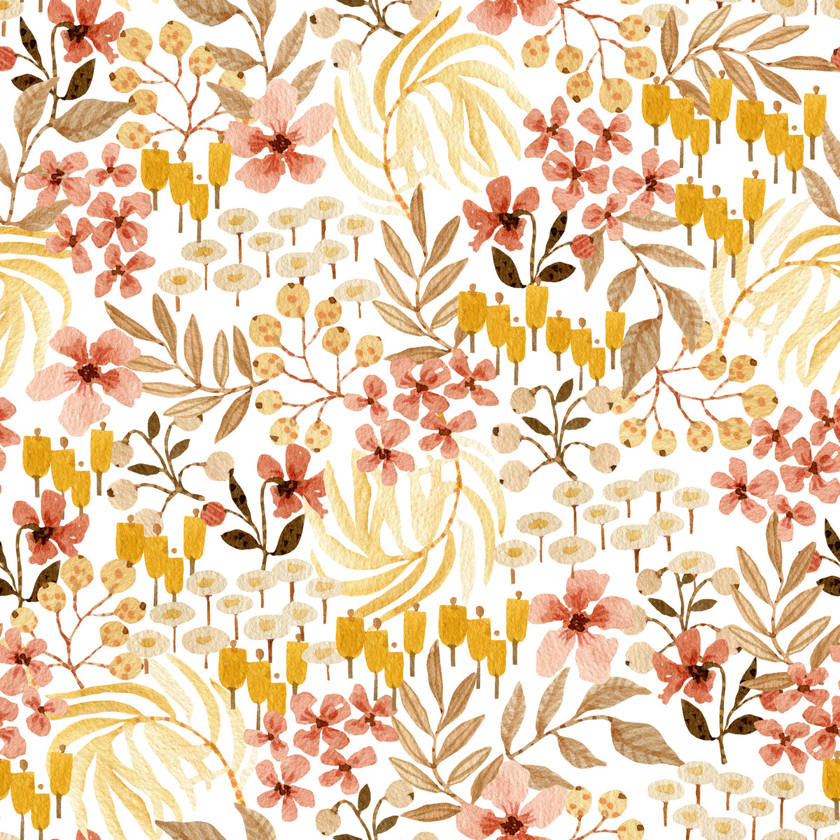 Rustikales, erdiges Flora-Muster für Tapeten in your room — zoomed