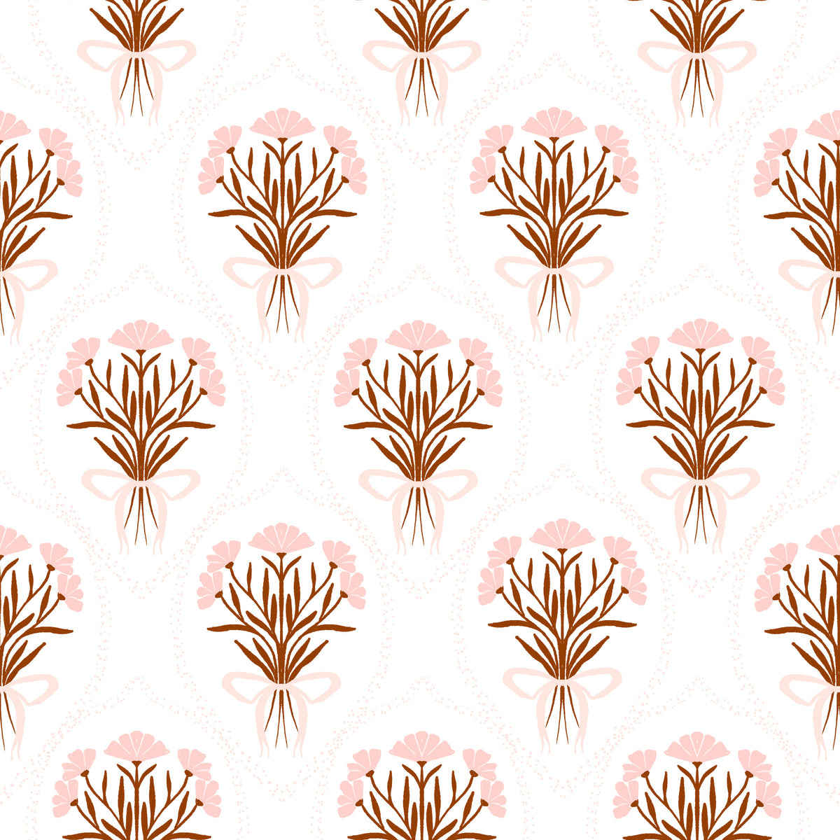 Papel tapiz de ramo de flores en rosa suave con cintas in your room — zoomed