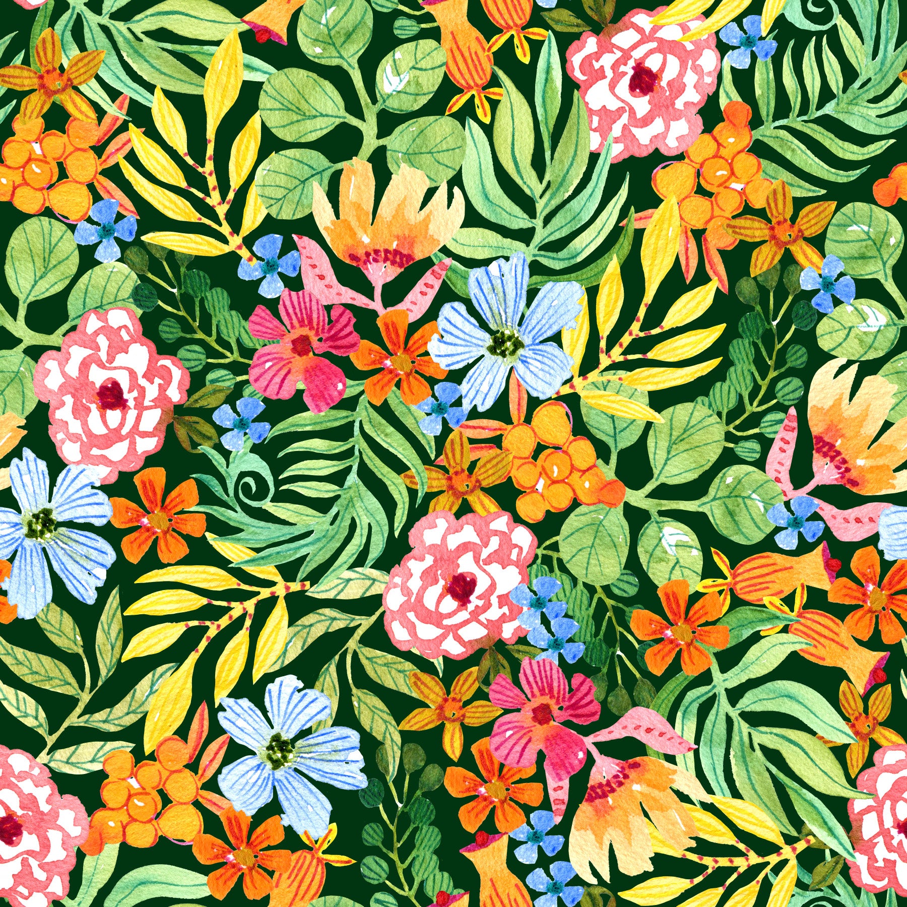 Lebendige Tapete mit botanischer Gartenillustration
