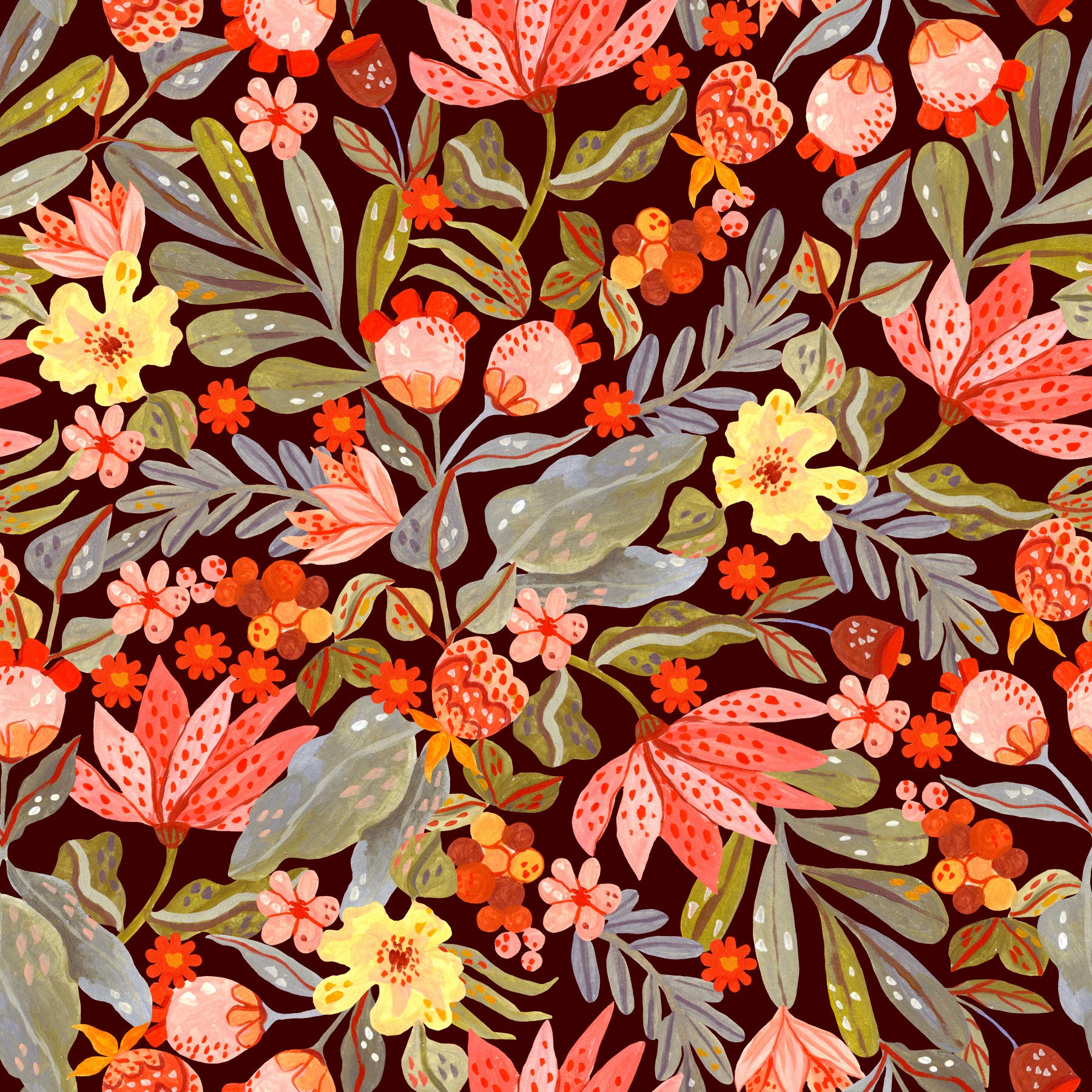Finurligt gentaget tapet med engblomster