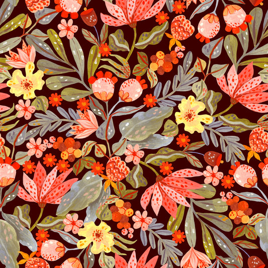 Whimsical Meadow Flora Repeat Wallpaper⁠