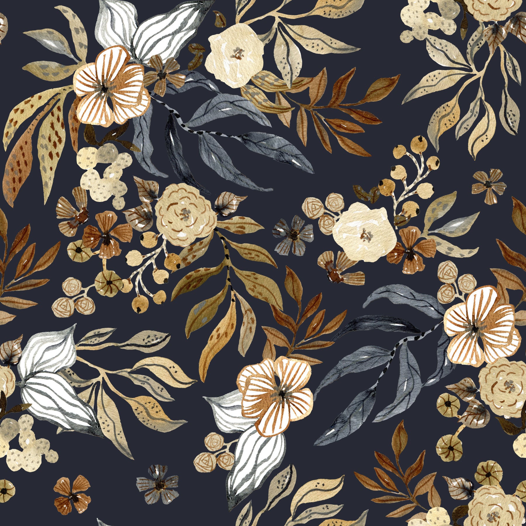 Dunkle botanische Blumenillustration-Tapete