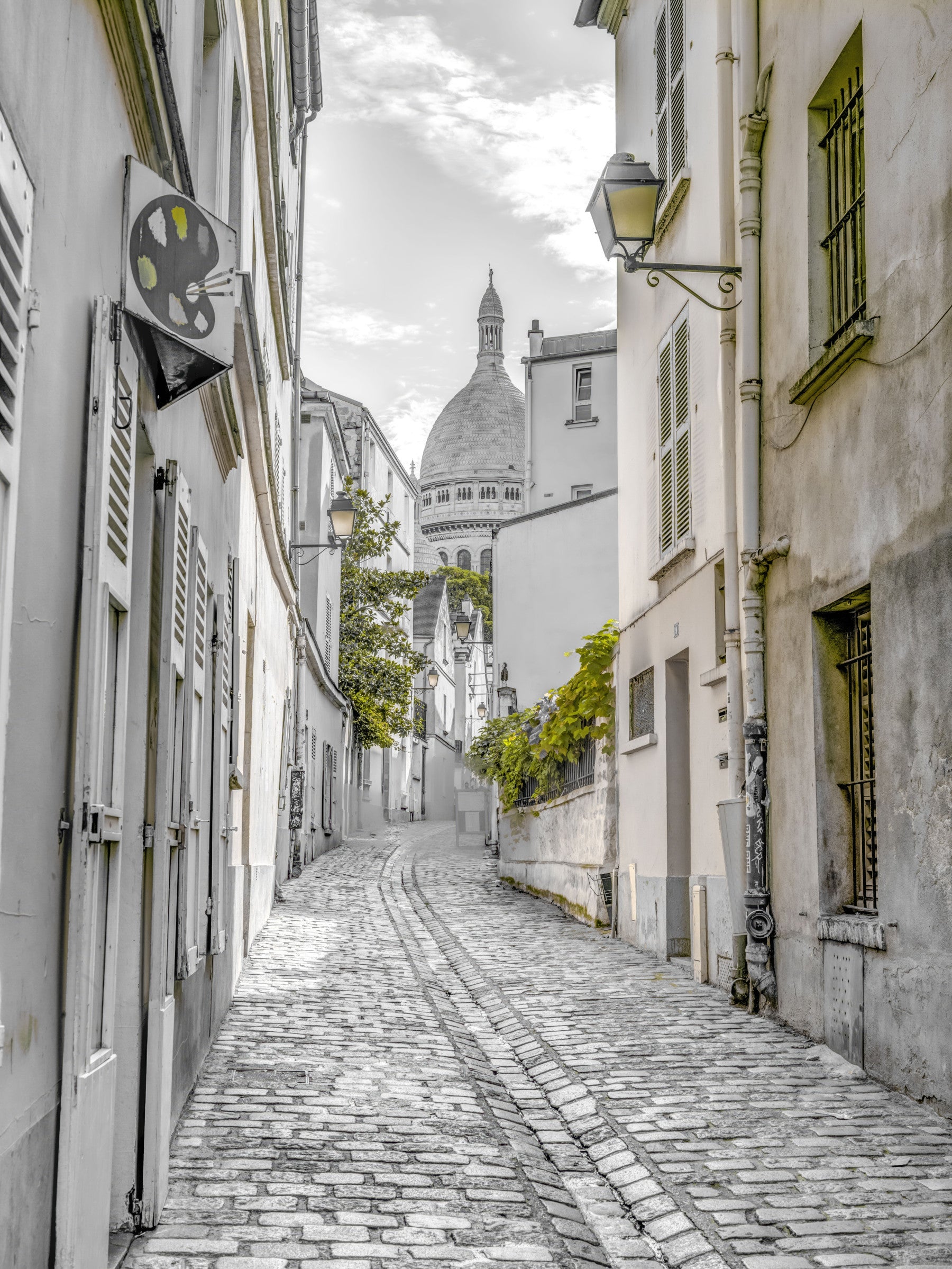 Montmartre Cobbled Parisian Alleyway Wall Mural