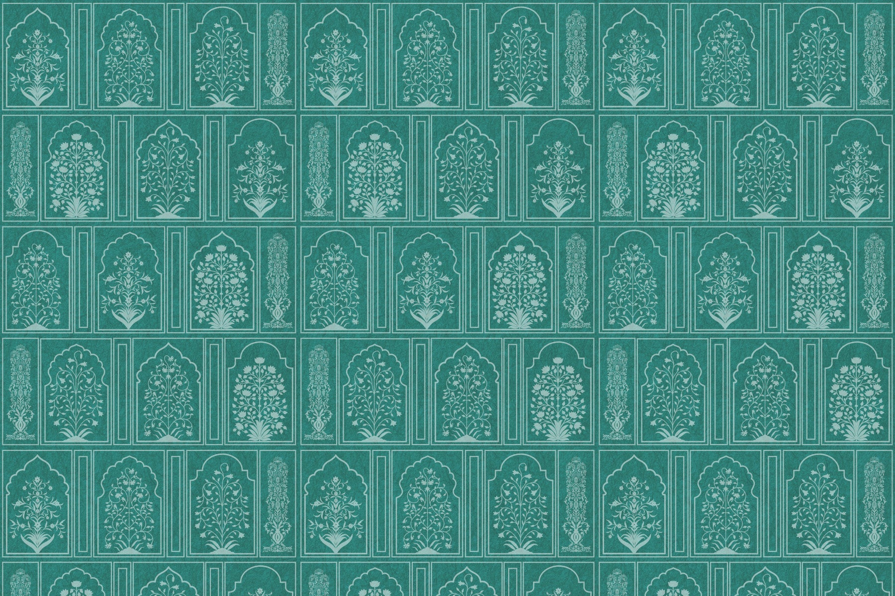 Mughal Garden Teal Archways Wall Mural