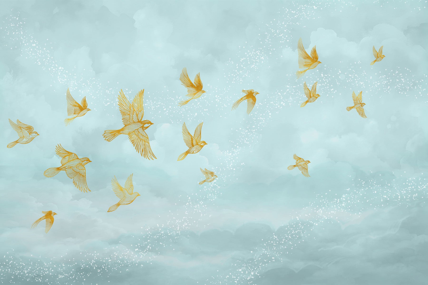 Goldene Voliere – Flug-Wandbild