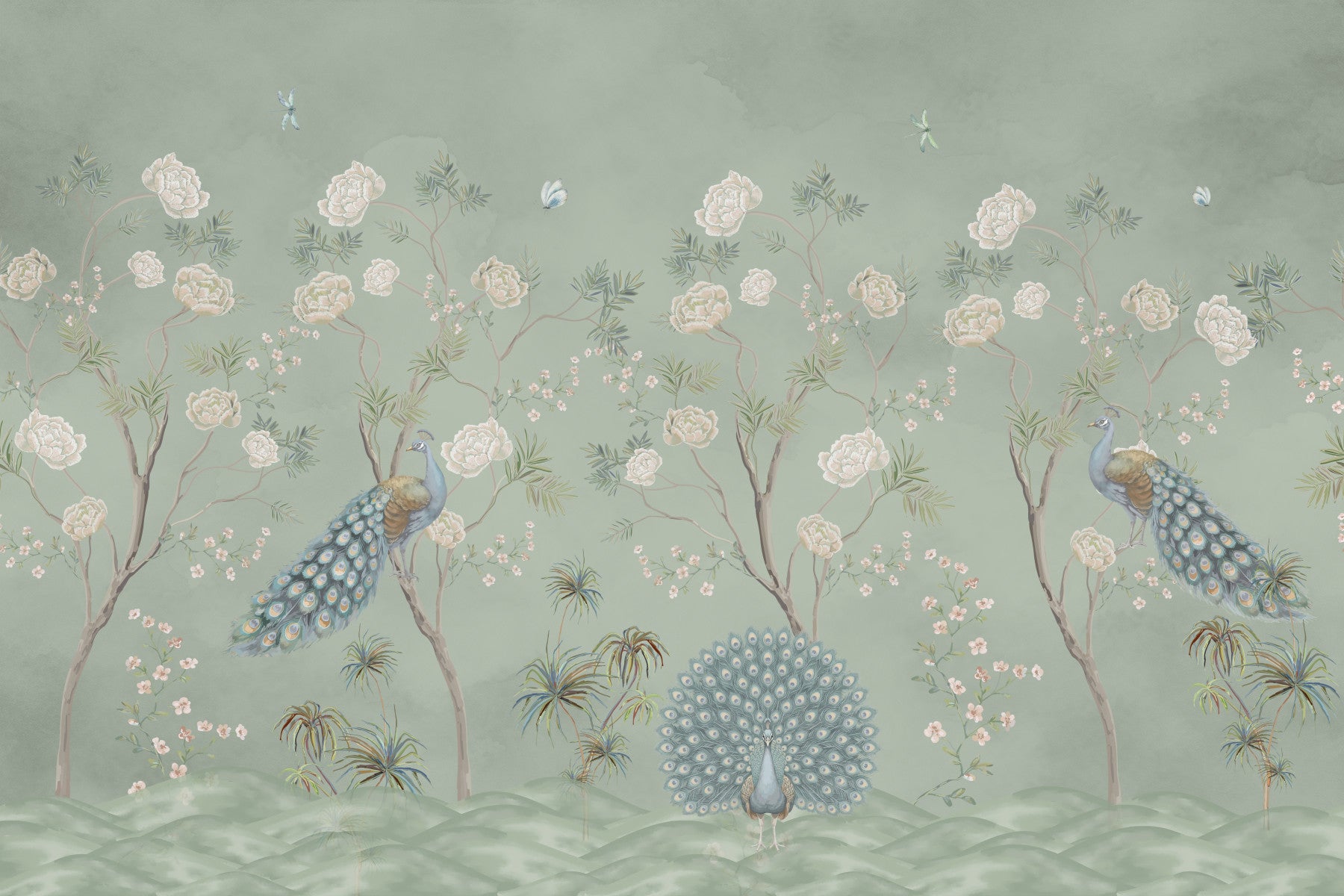 Wandbild „Sage Garden Peacock Scene“