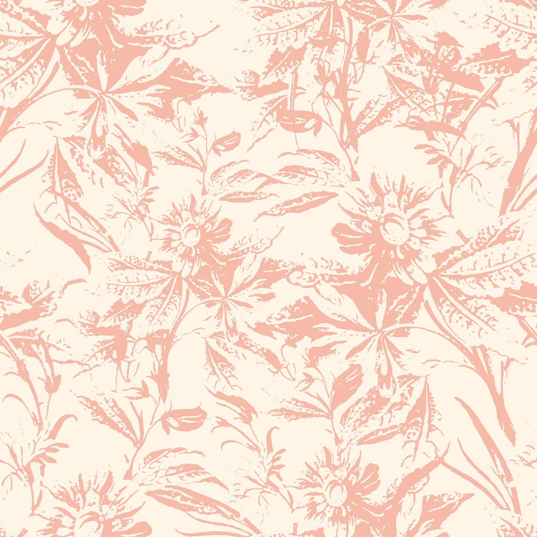 Tapet med myk blush og botanisk skisse